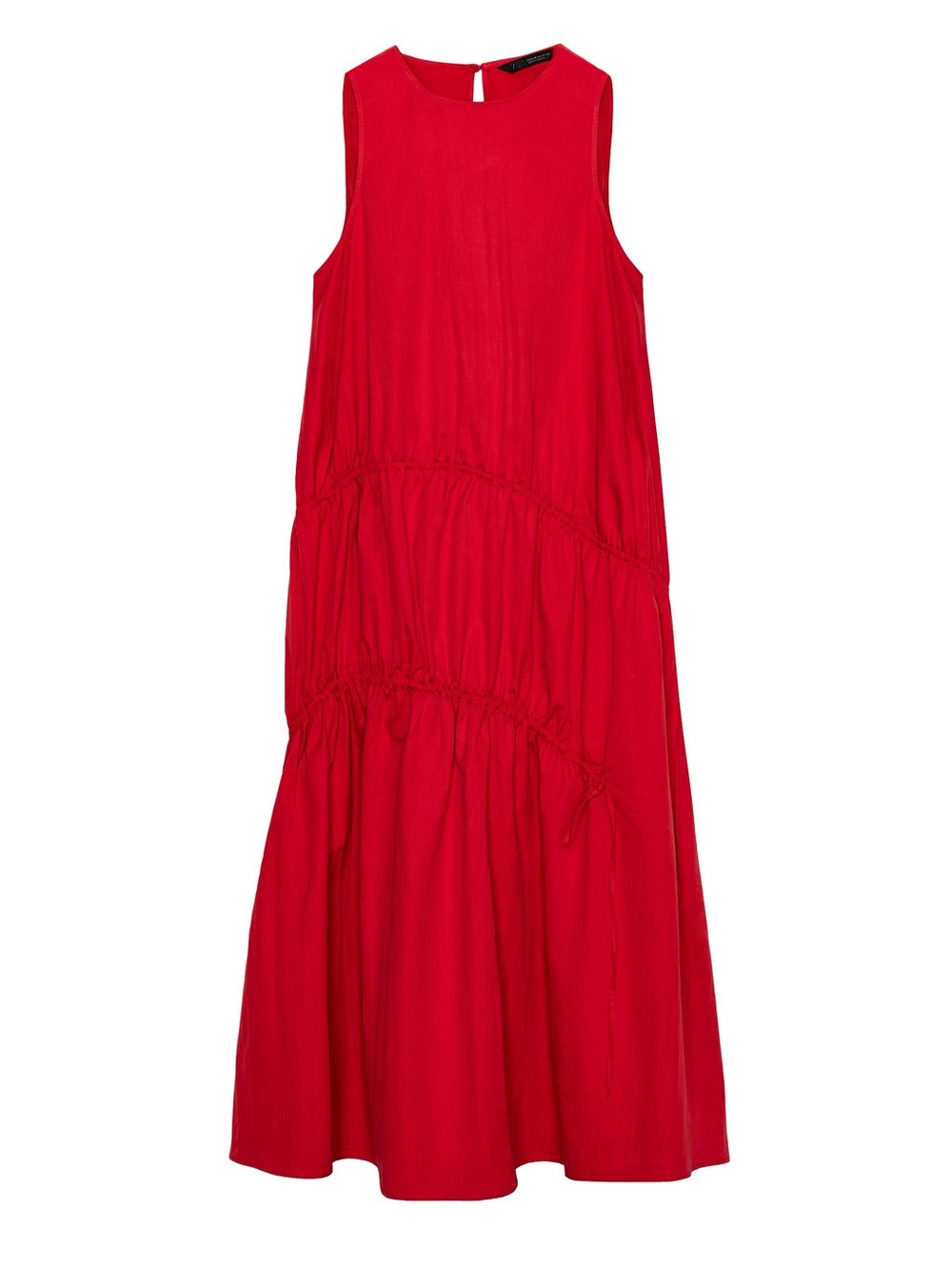 Zara Nylon Midi Dress With Ties | Red | Large